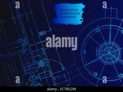 Technical abstract backgrounds. Blue neon. Technical illustration. Blueprint Stock Vector