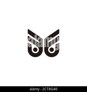 letter ff simple geometric line wings logo vector Stock Vector