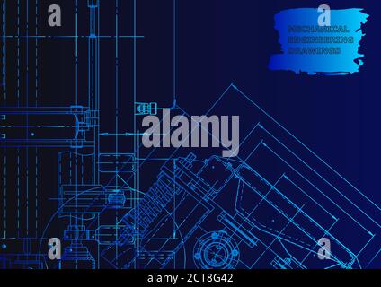 Technical abstract backgrounds. Mechanical instrument making. Technical. Blue neon Stock Vector