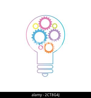A vector illustration for supporting developmental health logo with bulb and gear symbol Stock Vector