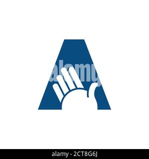 letter A hand greeting gesture logo vector Stock Vector