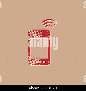 Smartphone icon in halftone style. Grunge background vector illustration. Stock Vector