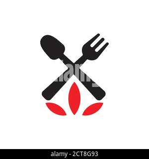 spoon fork flame cook symbol logo vector Stock Vector