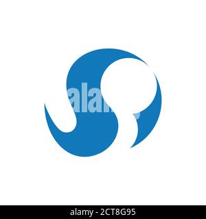 abstract letter sp simple curves logo vector Stock Vector