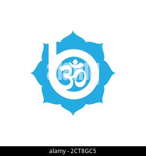 A vector illustration of ohm and lotus symbol with initial letter B Stock Vector
