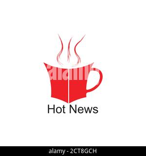 hot news paper coffee cup logo vector Stock Vector