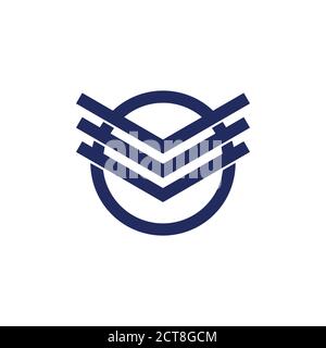 stripes arrow motion circle geometric logo vector Stock Vector