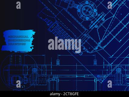 Mechanical instrument making. Technical Blue neon Stock Vector
