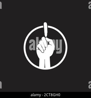 pointing up finger number one symbol logo vector Stock Vector