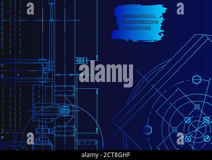 Mechanical instrument making. Technical abstract backgrounds. Technical Blue neon Stock Vector