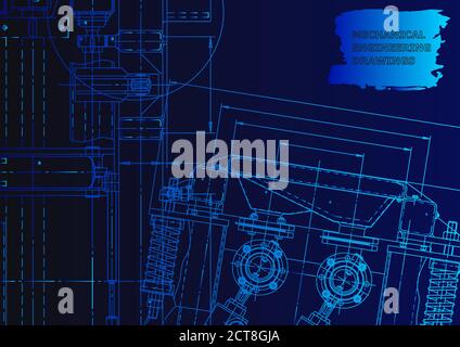 Computer aided design systems. Blue and white drawings. Blueprint ...