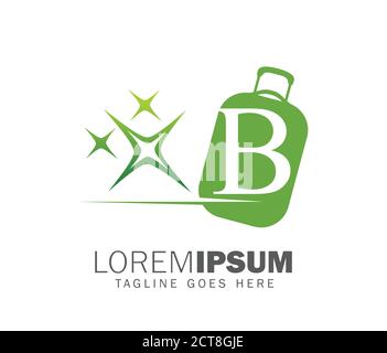 A vector illustrartion logo of Luggage MOnogram Initial Letter B Logo Sign Stock Vector