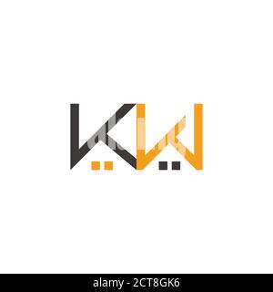 letter kw simple geometric home symbol colorful line logo vector Stock Vector