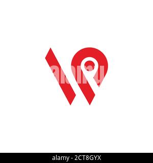 letter wp simple pin location symbol geometric stripes line logo vector Stock Vector