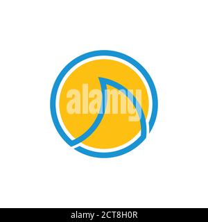 simple sun waves geometric line circle logo vector Stock Vector