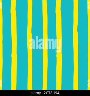Hand drawing, background. Trendy seamless pattern. Stylish vertical strip. Brush strokes, stains. Interesting textures. Turquoise and yellow Stock Vector