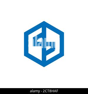 abstract letter dp line geometric hexagonal logo vector Stock Vector
