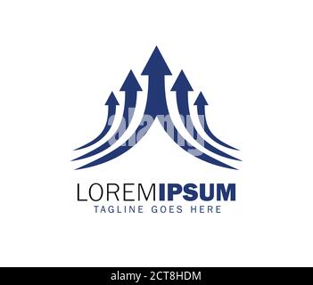 A vector illustration of an arrow upward logo sign in blue color Stock Vector