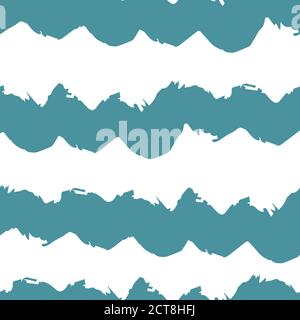 Striped seamless pattern. Abstract stripes. Hand drawing, brushes, blots. Modern textures. Original geometric background. Horizontal waves. Blue and w Stock Vector