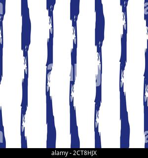 Striped seamless pattern. Abstract stripes. Hand drawing, brushes, blots. Modern textures. Original background Vertical stripes Blue Stock Vector