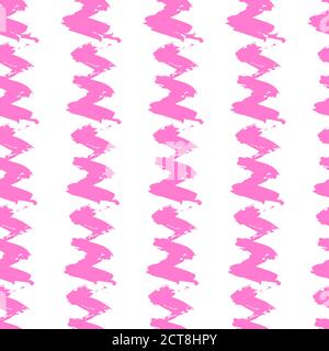 Trendy seamless pattern. Stylish vertical strip. Brush strokes, stains. Interesting textures. Hand drawing, background. White and pink waves Stock Vector