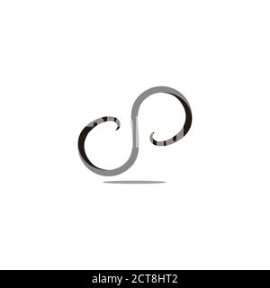 infinity curves 3d ribbon shape shadow design logo vector Stock Vector