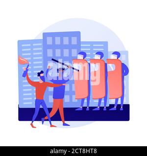 Mass riots abstract concept vector illustration. Stock Vector