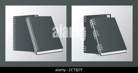 four notebooks mockup color black icons vector illustration design Stock Vector