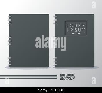 two notebooks mockup color black icons vector illustration design Stock Vector