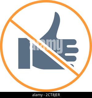 Forbidden sign with a thumb up colored icon. No like, approvement gesture symbol Stock Vector