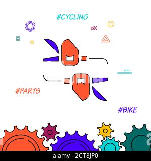 Bicycle trigger shifters filled line vector icon, simple illustration, related bottom border. Stock Vector