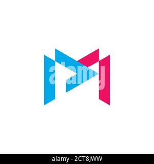 letter pm simple geometric line logo vector Stock Vector