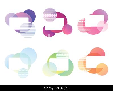 Set of multicolored banners with round elements and tribal patterns. Objects separate from the background. Vector element for banners, postcards, arti Stock Vector