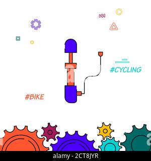 Bicycle pump filled line vector icon, simple illustration, related bottom border. Stock Vector