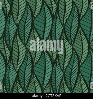 Seamless green texture with stylized leaves. Vector pattern for wallpaper, fabrics and your creativity Stock Vector