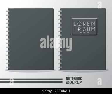 two notebooks mockup color black icons vector illustration design Stock Vector