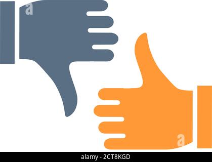 Like and dislike colored icon. Thumb up and thumb down symbol Stock Vector