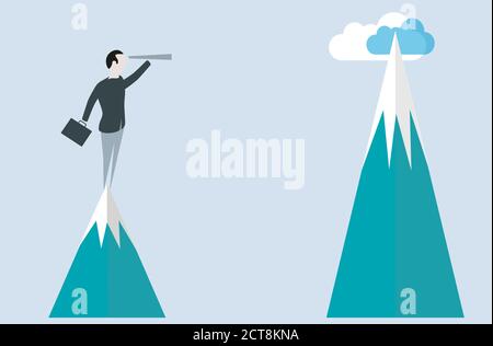 Businessman looking with the telescope to the future Stock Vector