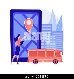 School bus tracking system abstract concept vector illustration. Stock Vector