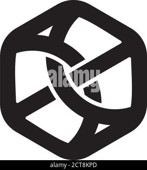 linked wires hexagonal design symbol logo vector Stock Vector