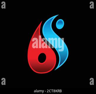 A vector illustration logo of red and blue flame logo sign Stock Vector
