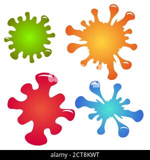Set of multi-colored paint splashes and drops. Vector element for your creativity Stock Vector