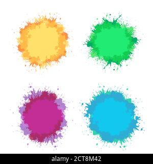 Set of colorful watercolor splashes, frame with place for text. Vector element for your design Stock Vector