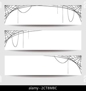 Set of vector web banners with spider web. Stock Vector