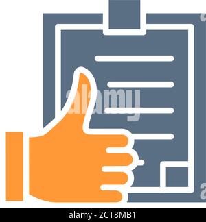Clipboard with thumb up colored icon. Approved test, user questionnaire, positive feedback symbol Stock Vector