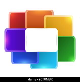 Rainbow square flower for infographics with space for text. Vector element for your design Stock Vector