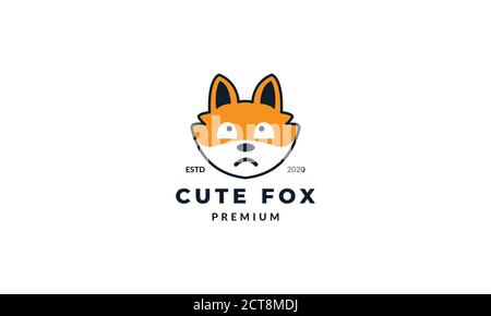 illustration cartoon fox head face sad logo icon vector Stock Vector