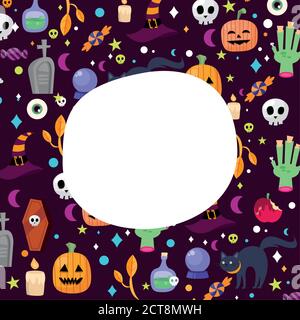 Halloween cartoons background with space for text design, Holiday and ...