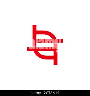 letter tf symbol, simple flat linked logo vector Stock Vector