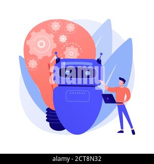 Augmented intelligence abstract concept vector illustration. Stock Vector